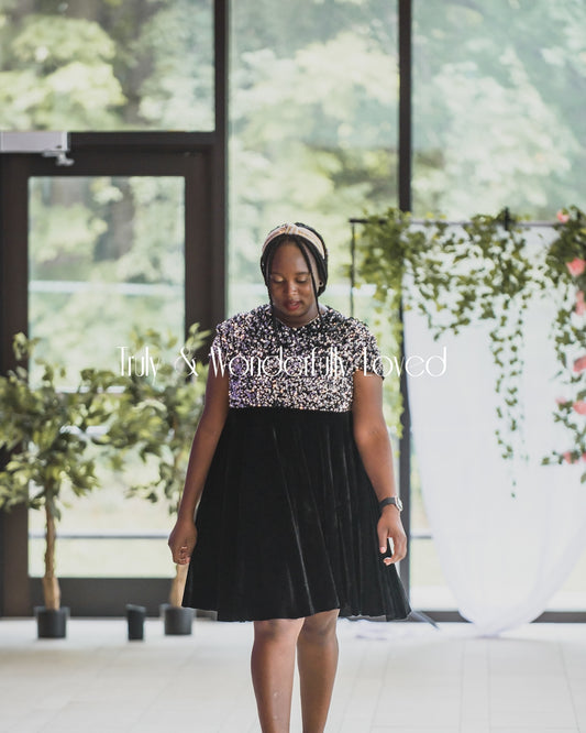 Midnight Sparkle Velvet Dress